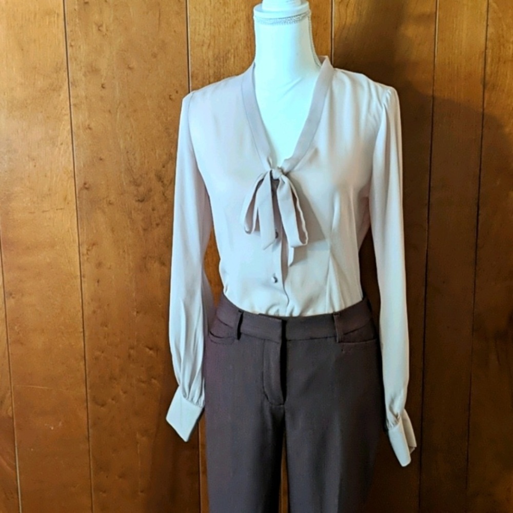 Elegant pink blouse with a simple bow
